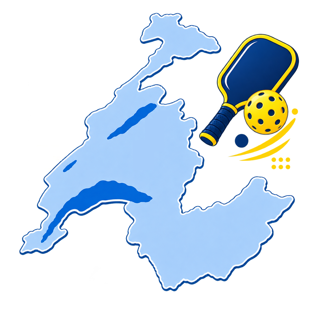 Carte de la Suisse romande avec raquette de pickleball